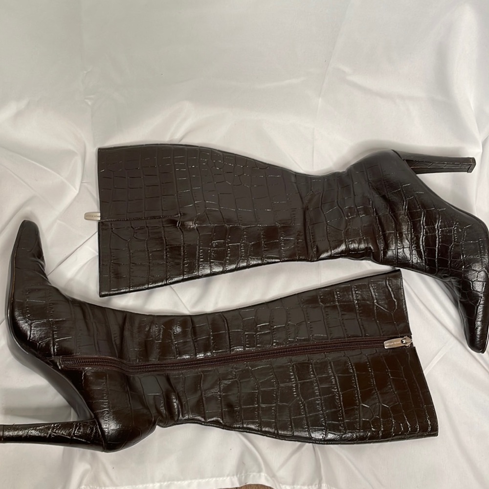 Colin Stuart Brown Crocodile Pattern High Heel Boots